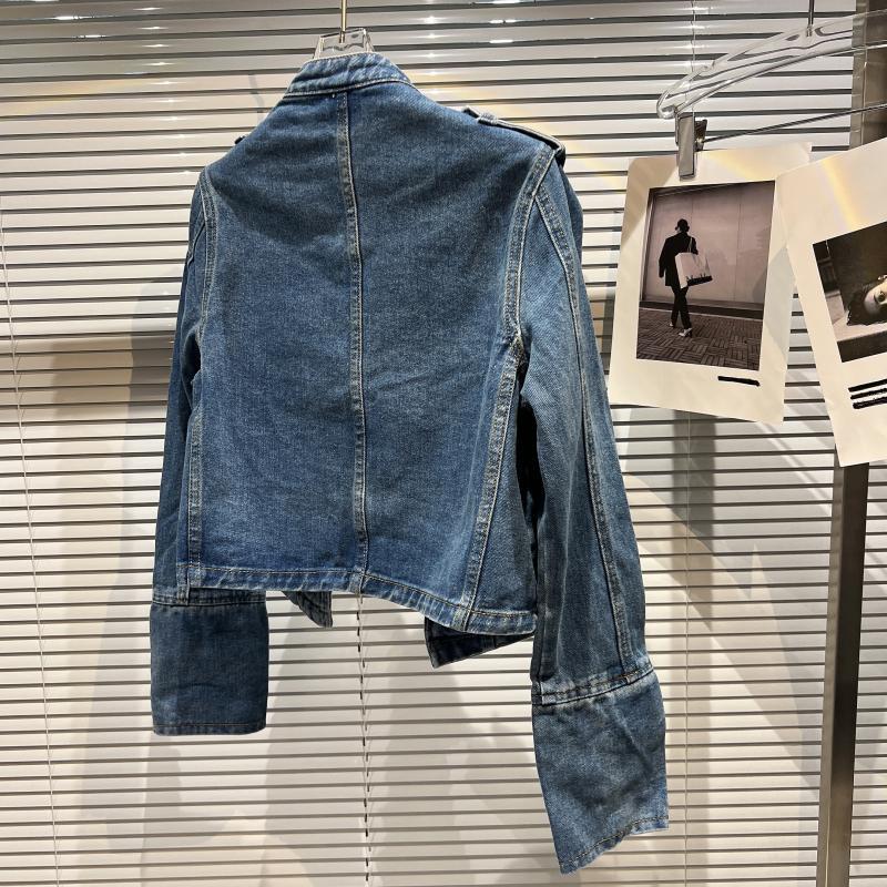 DRIPX Autumn New Fashion Metal Buckle Design Shoulder Strap Denim Short Jacket For Women High Street Coat Female