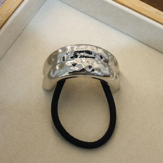 Vintage stil legering konkav hår slips geometrisk design legering dekor elastisk hår ring kvinner hestehale holder hår tilbehør