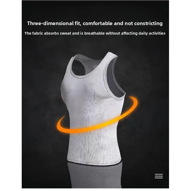 White coarse ribbed tank top for men, summer slim-fit, muscle-enhancing, sleeveless American-style gym sports vest for men