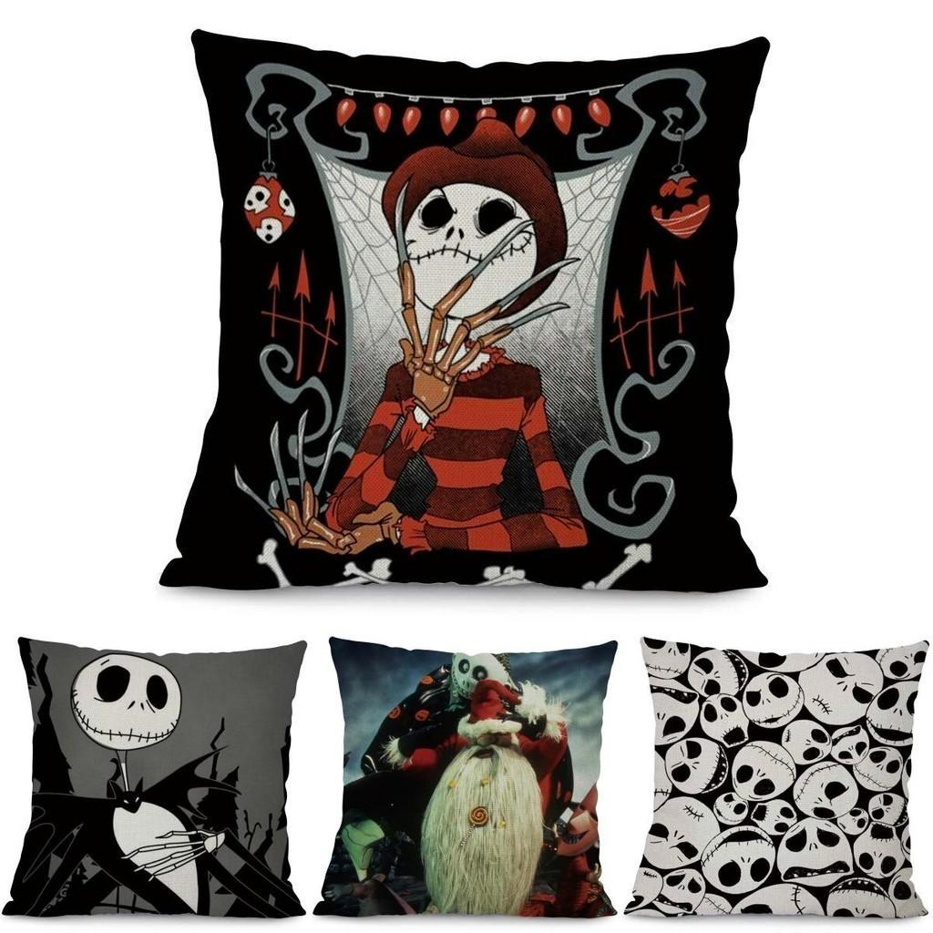 Beautiful Ghost Head Design Cushion Cover For Home Decoration Cotton Linen Material Invisible Zipper Closure