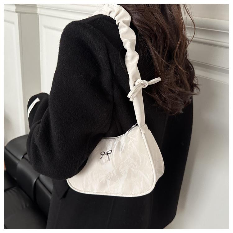 Korean Style Ruched High Aesthetic Armpit Bag for Women, Retro Single Shoulder Handbag, Personalized Handheld Purse