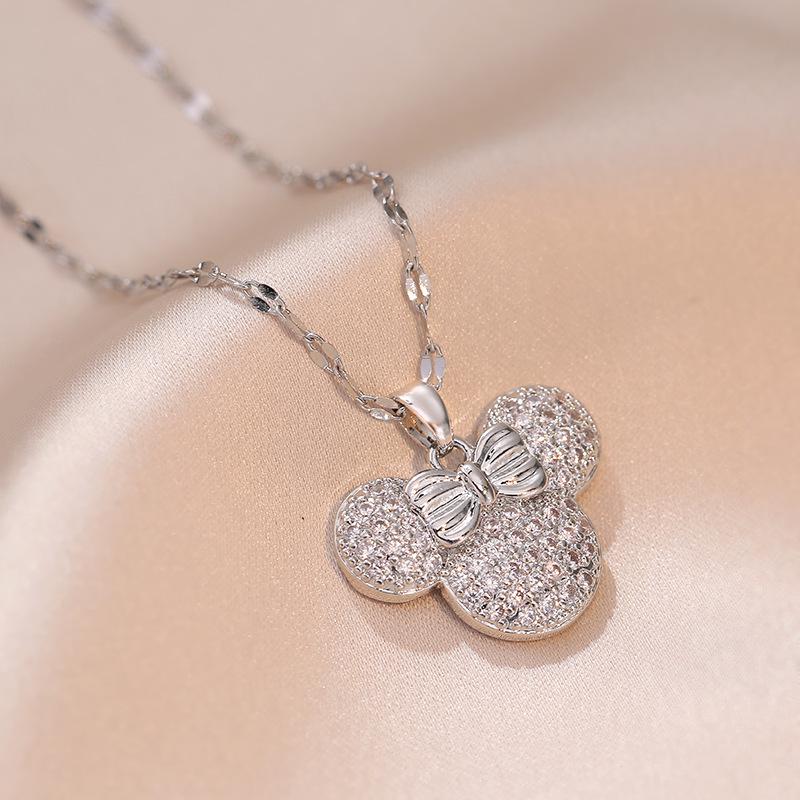 Trendy Full Diamond Mouse Pendant Necklace - Perfect Birthday Gift for Women and Best Friends