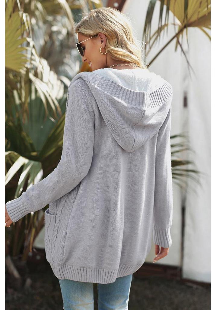European American Winter Women's Solid Knit Cardigan: Casual Versatile Single-Breasted Multi-Button Warm Jacket