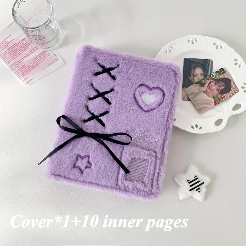 Sweet Bowknot Plush Photo Album Cute Plaid Design Kpop Photocard Binder for Girls 80 Pockets Photocard Book Wholesales 2025 New