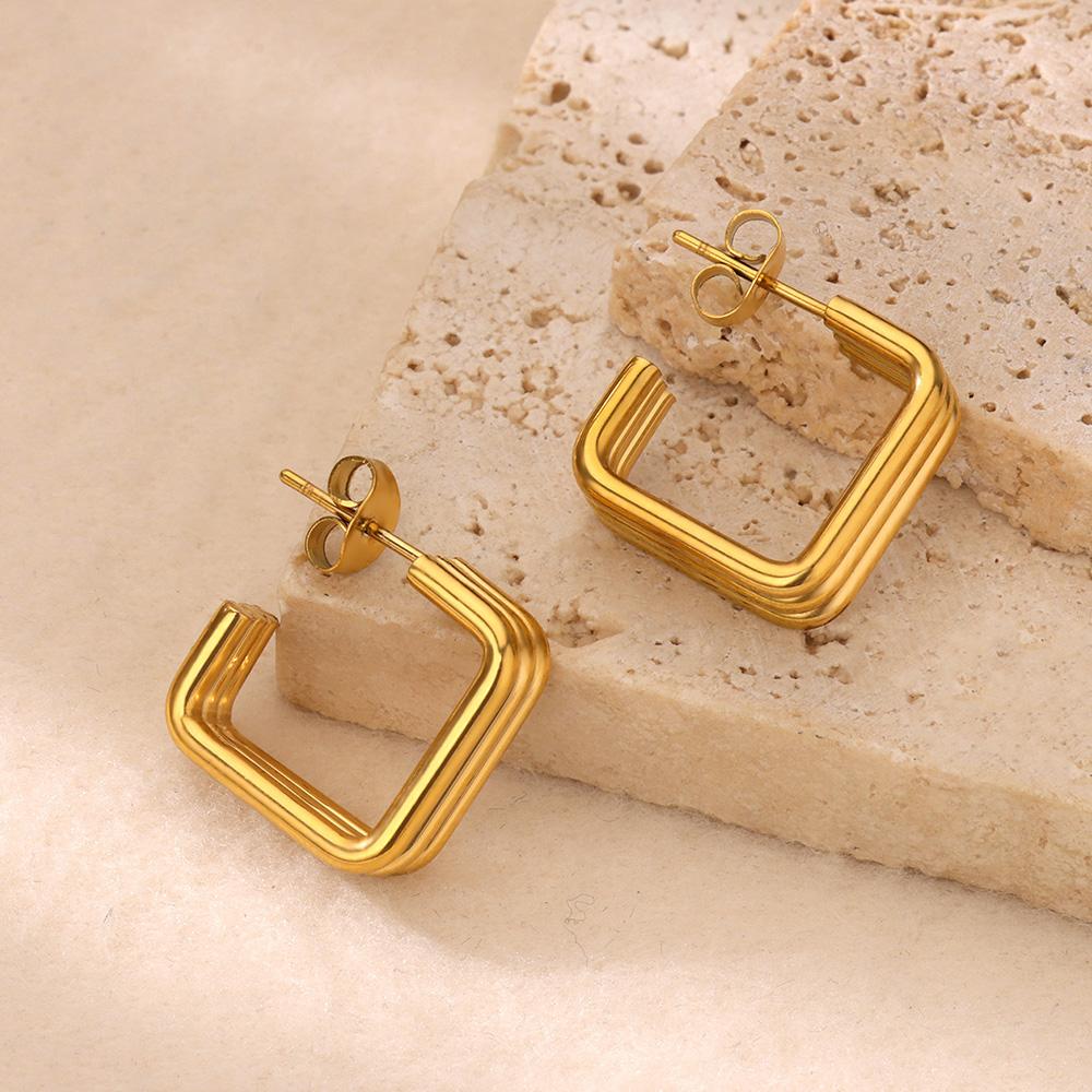 Quadratische Edelstahl-Ohrstecker für Damen Piercing Goldfarbe Ohrstecker Trend Weibliche Ästhetik Ohrschmuck aretes mujer