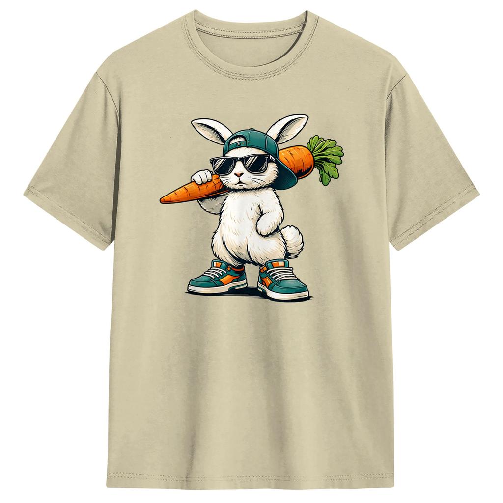 Funny Easter Bunny with Carrot Rabbit T Shirts for Unisex 100 Cotton Funny TShirt O Neck Tees Short Sleeve Clothes Summer