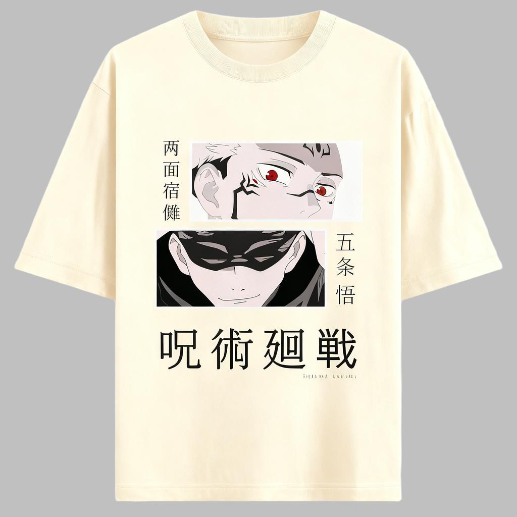Jujutsu Kaisen Anime Gojo Satoru Druck Baumwolle T-Shirt Herren und Damen Harajuku Lässig Locker Sommer Anime Merchandise Kleidung