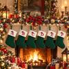 1 Stück Monogramm Gestrickte Socken Grün A-Z Buchstabe Hängende Weihnachtsstrümpfe Kamin Weihnachtsbaum Hängend Party Dekoration