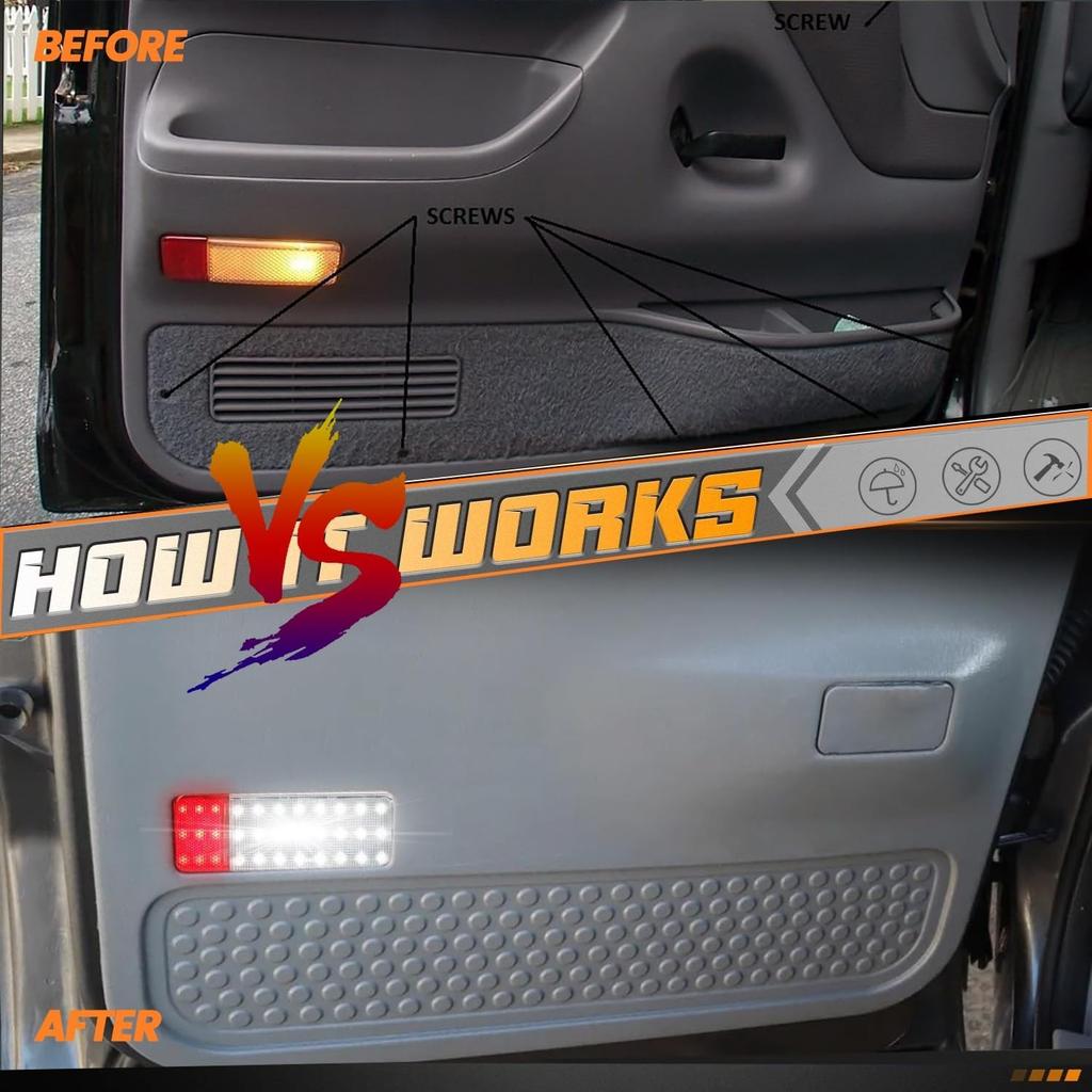 2pcs LED Panel Door Courtesy Interior Light for white red for F150 1992-1996