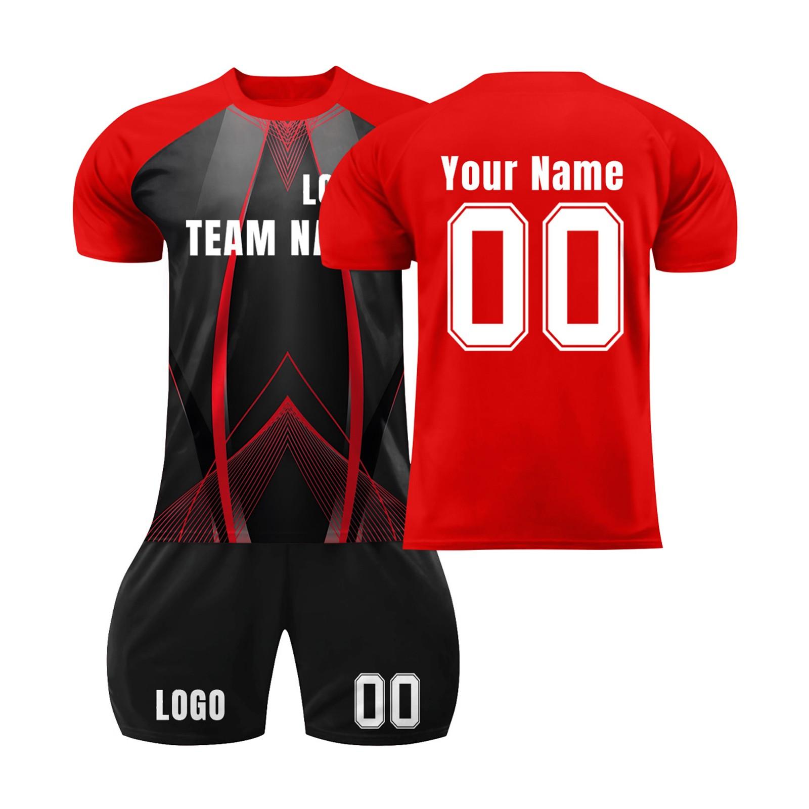 

Комплект персонализированных рубашек для мужчин и девочек с именем и номером, футбольные майки на заказ для мальчиков, тренировочный костюм XXL красный