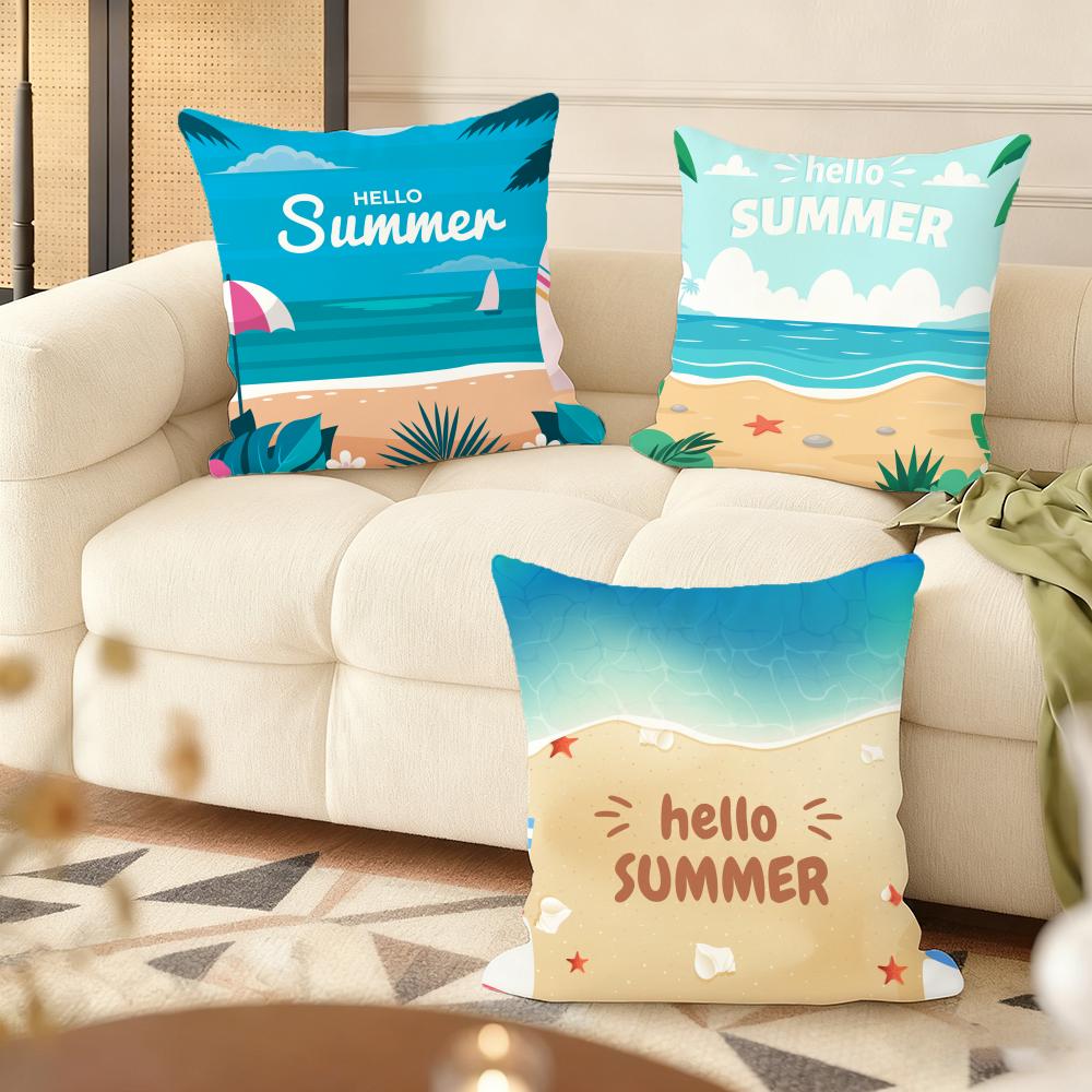 Summer Cushion Cover Soft Short Plush Pillow Cover Smooth Cozy Texture Aesthetic Cushion Case Home Decor