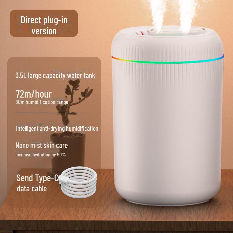 3.5L Dual Spray USB Humidifier for Home, Office, and Car