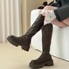Platform Women Knee High Boots Fashion Back Zippers Shoes Autumn Winter Thick Heel Ladies Knight Long Booties