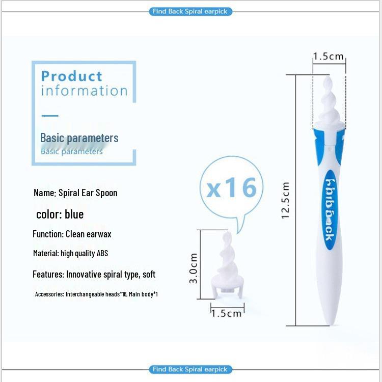 Rotating Silicone Ear Cleaner with 16 Heads for Children and Adults