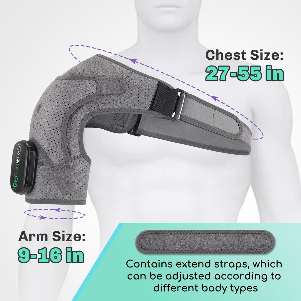 Wireless Heated Shoulder Massager with Vibration Therapy