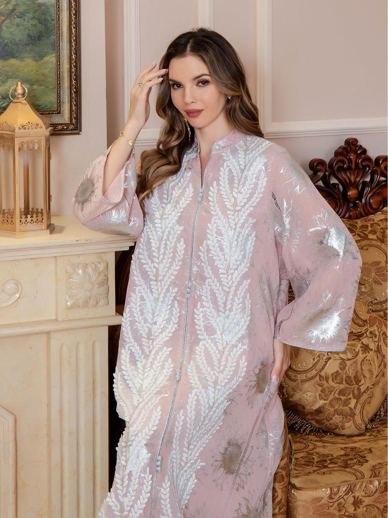Embroidered Jalabiya Abaya Dress for Middle Eastern Women