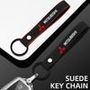 Suede Car Keychain Key Ring For Mitsubishi Asx Lancer Outlander Pajero Ralliart Auto Key Accessories