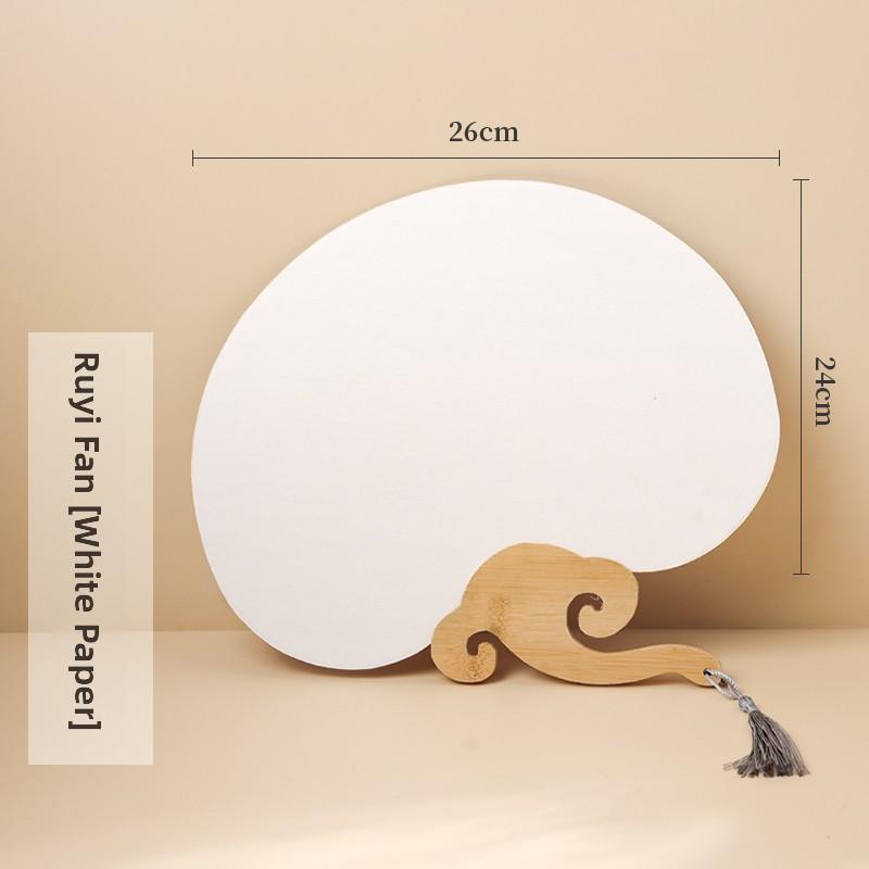Thiened Blank Xuan Paper Calliaphy Fan DIY Material Kit Hand-Painted Cultural Creative Fan round ape Bamboo Frame