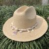Summer New Handmade Lafite Straw Hat Women's Fashionable Shell Design Panama Hat Outdoor Vacation Beach Decoration Sun Hat