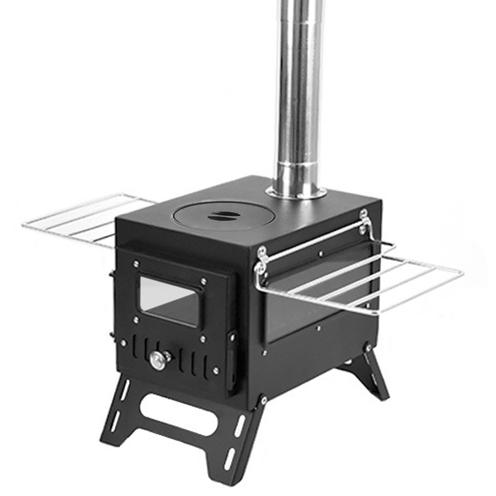 

Відкритий кемпінг Дров яна піч Пальник для дров Складний обігрівач з нержавіючої сталі з наметом Double side window чорний