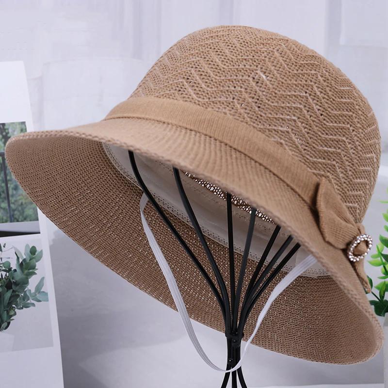 WTEMPO Spring Summer Solid Color Foldable Sunscreen Bucket Hats Wide Brim Travel Beach Breathable Bow Sun Hats