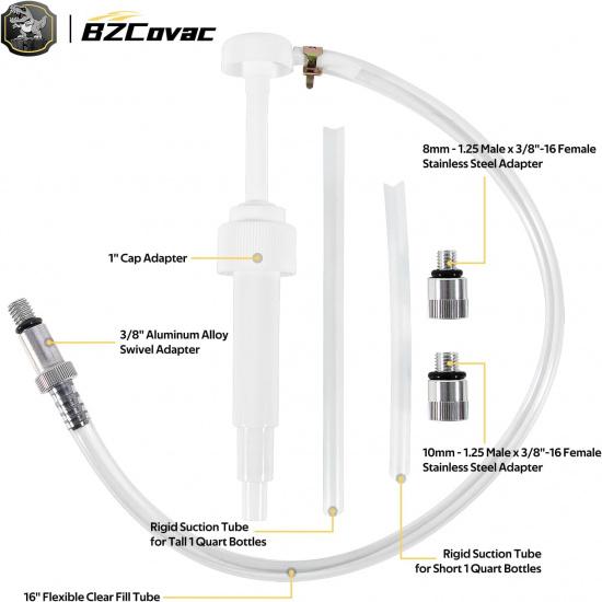 Lower Unit Gear Oil Pump For Standard Quart Bottles - 8Cc Pump, 8Mm & 10Mm Adapters, 3/8" Metal Swivel - Outboard Motors Gear Lube Pump For Mercury,