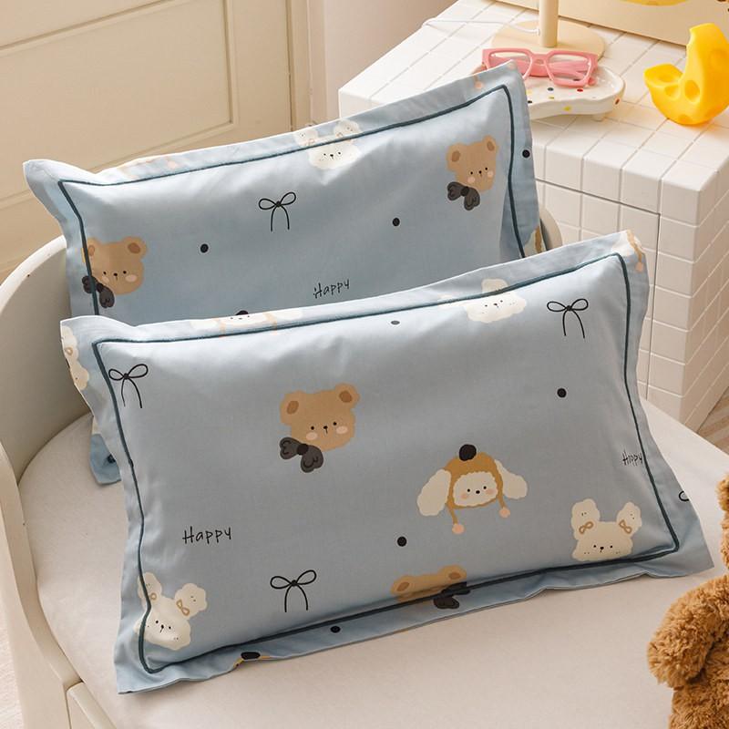 60s Long Staple Cotton Kids Pillowcase Toddler Bedding Set Cartoon Print 30x50cm 35x55cm Pure Pillow Cover