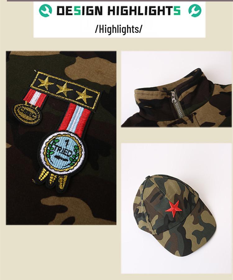 Kids Camouflage Padded Jacket Soldier Set: Autumn/Winter Special Forces Thickened Workwear Uniform 100cm