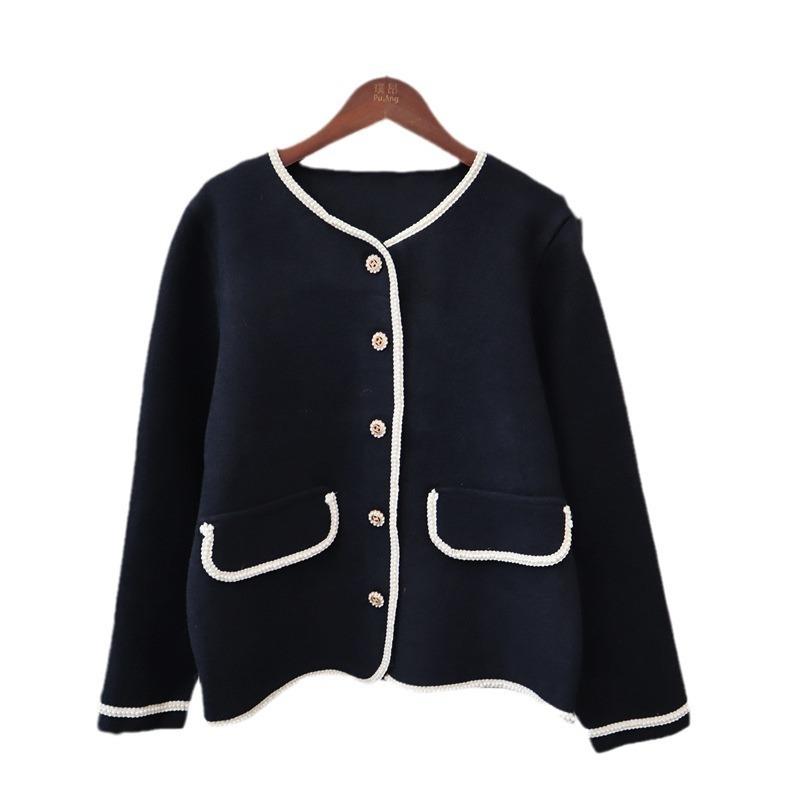 Knitted double-sided woolen cardigan autumn and winter new loose solid color temperament sweater jacket women