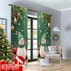 2pcs 2D Flat Printing Merry Christmas Curtain Cute Snowmen Christmas Poinsettia Festive Polyester Without Electricity 0 for