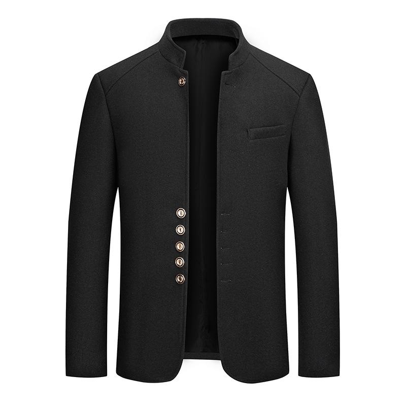 Men`s Slim Fit Stand Collar Woolen
