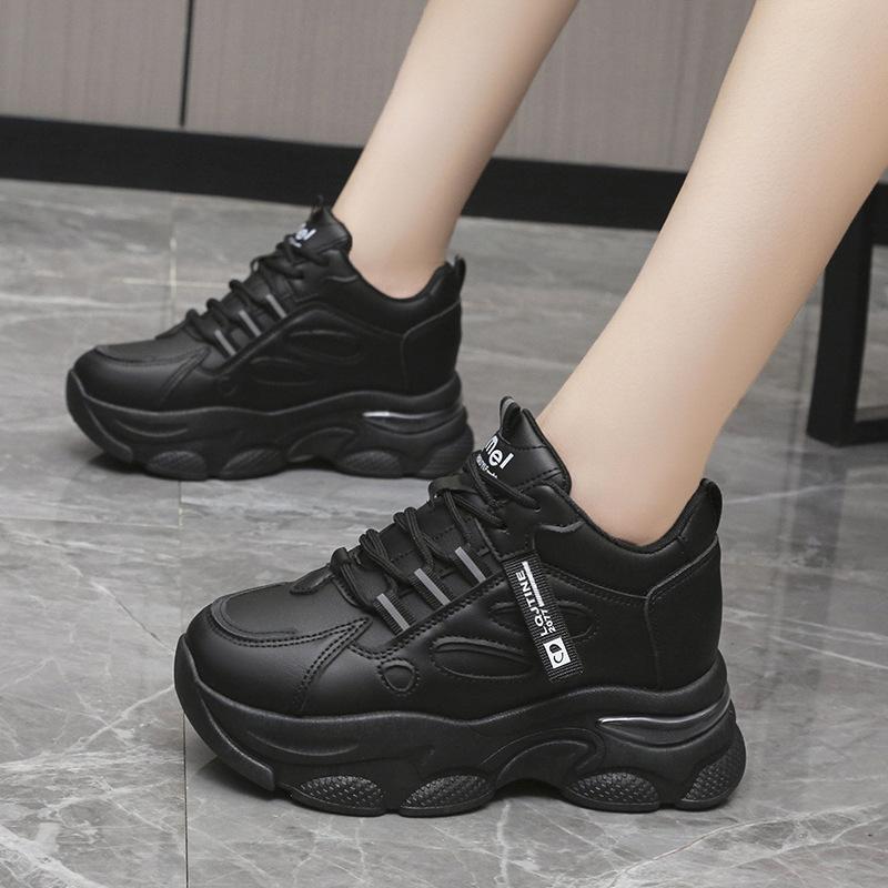 Thick-soled Inner Heightening Dad Shoes 22 Autumn New Lightweight Non-slip Thick-soled Casual Shoes Soft-soled Sports Shoes
