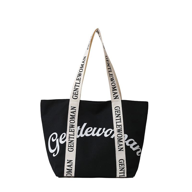 New simple large-capacity bag female alphabet canvas bag simple casual portable commuter tote bag