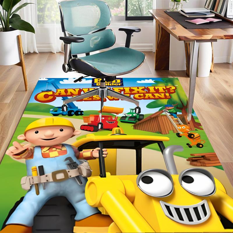Bob the Build Design Area Rug - Non-Slip, Soft & Cozy Floor Mat for Living Room, Bedroom, Office - Indoor/Outdoor Decorative Carpet