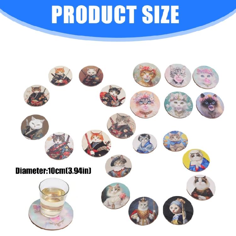 Functional Cats Theme Wood Coaster Set Prevent Tables From Hot Liquids And Cookware Coffee Mug Cup Mat for Home Decors