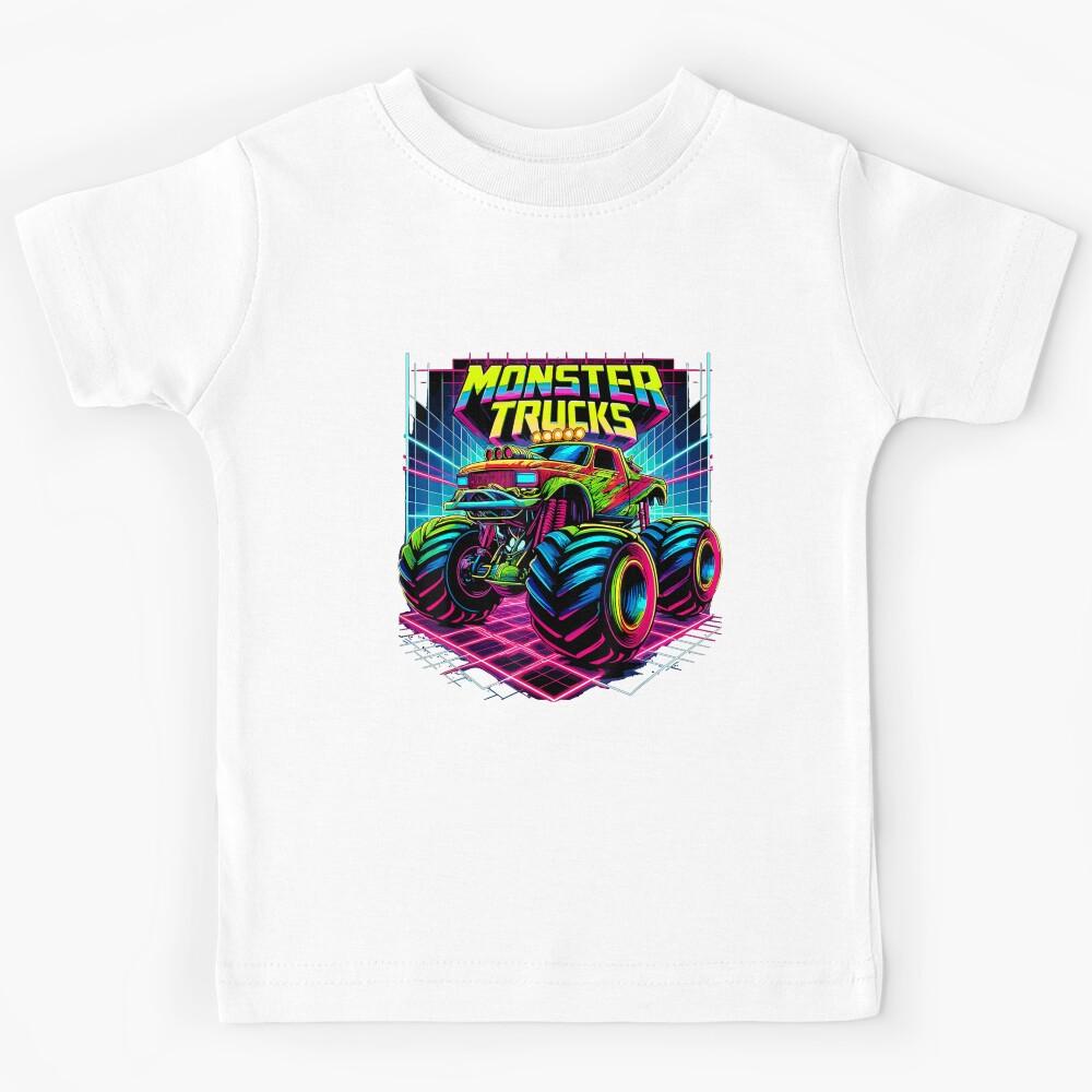 Monster Truck Birthday Party Shirt For Boy, Birthday Gift For Daughter, Retro Monster Trucks Gift Kids T-Shirt 100