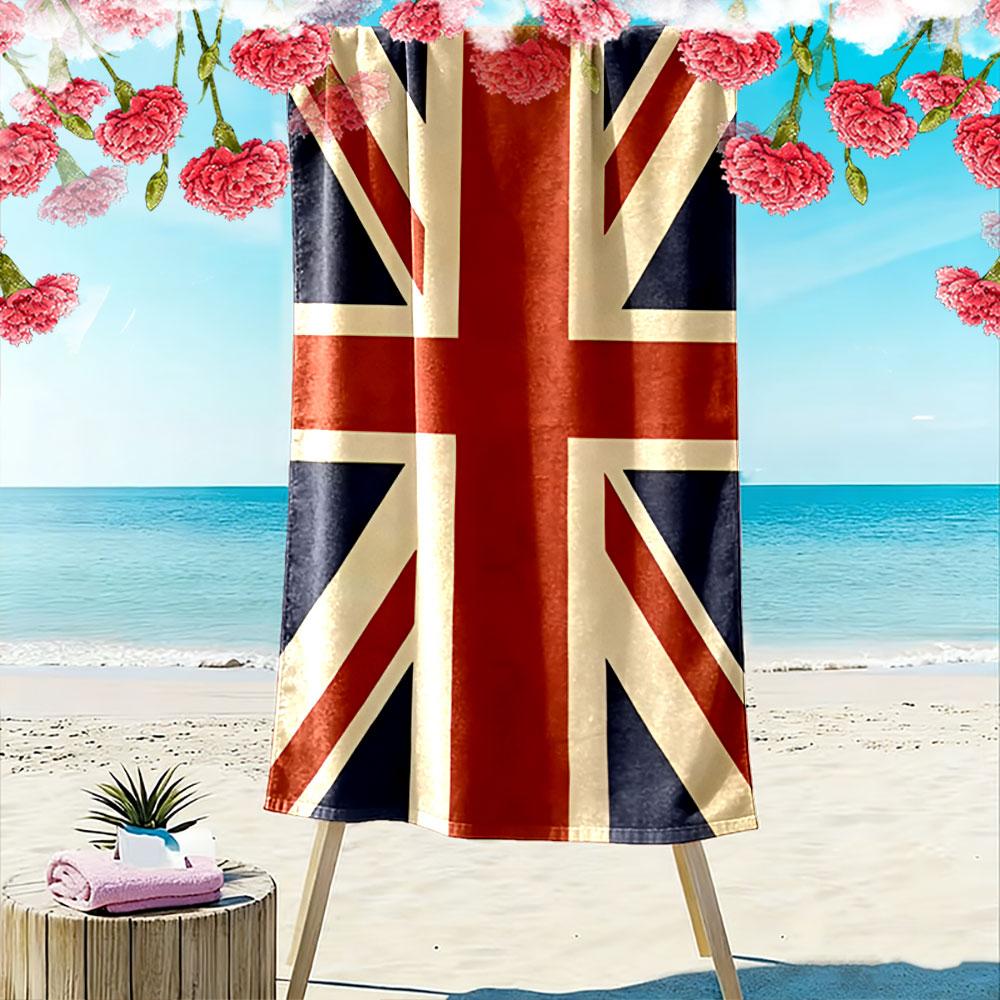 Großes Strandtuch mit Union Jack Flagge des Vereinigten Königreichs, Schnelltrocknende Mikrofaser, Weich und Langlebig, für Strand Pool Reisen