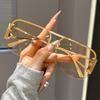 New European and American fashion frameless sunglasses women's large frame metal frame high-end men's sunglasses tide