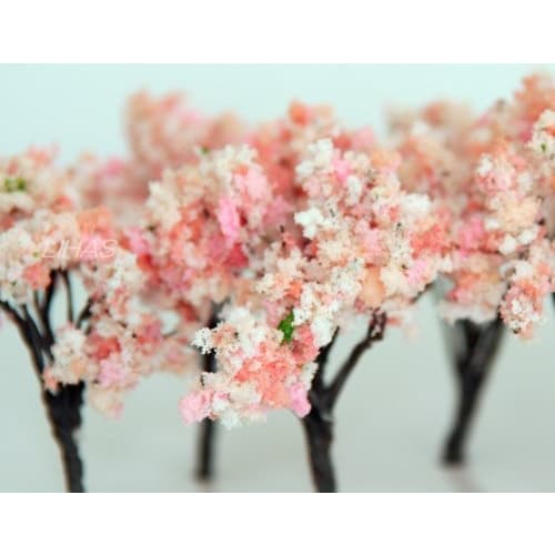 Set of 10 Cherry Blossom Trees for Railway and Architectural Model Dioramas