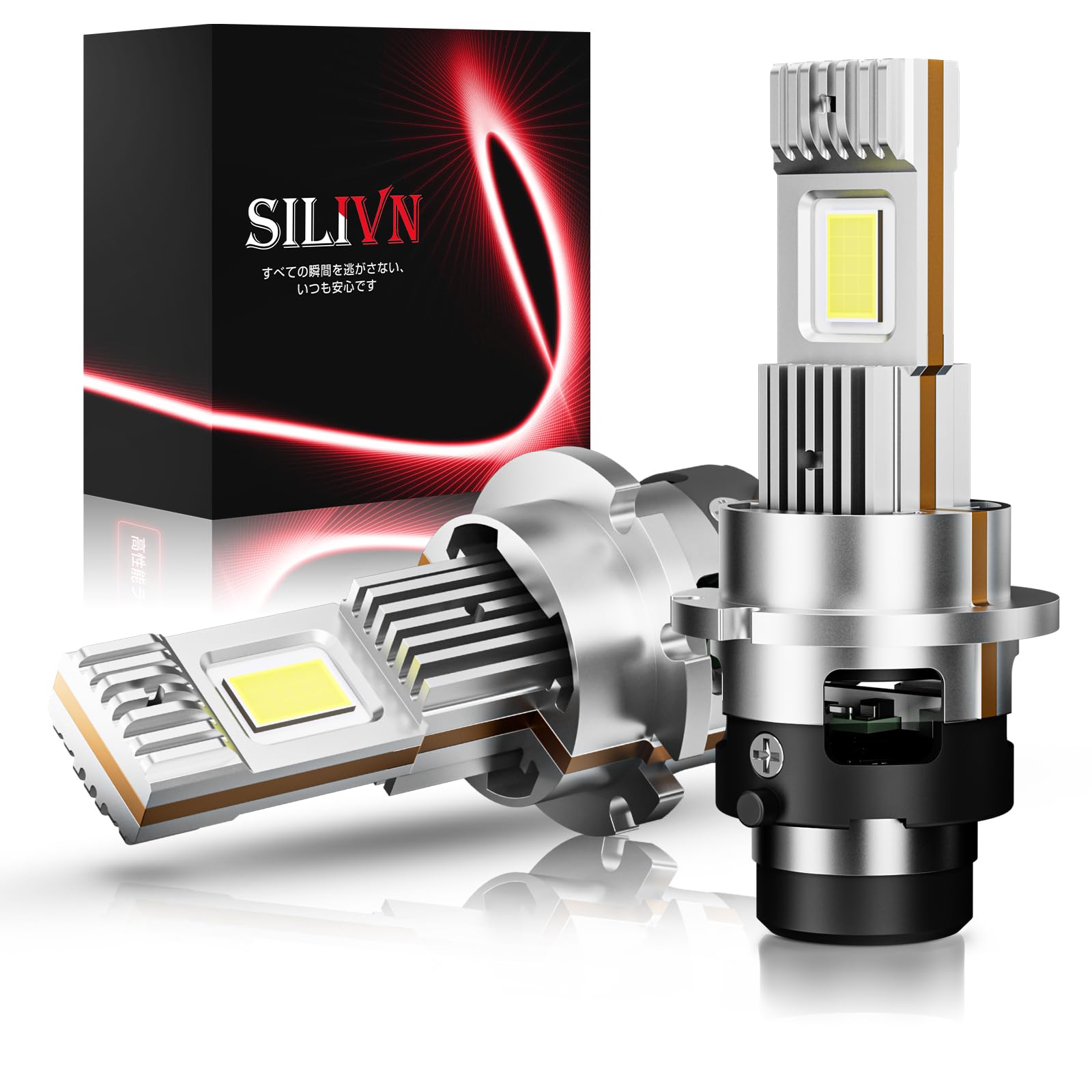 

SILIVN D2S LED Super Vehicle Inspection OEM DC12V 6500K No Dark Fan No Modification Set of 2 Headlights, Plug-and-Play [New Bright] 35W2, Compliant,