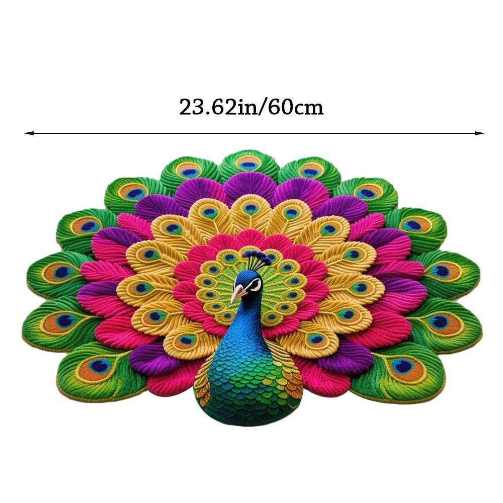 Soft Peacock Carpet Non-slip Bathroom Floor Mat Durable Blanket  for Living Room Tea Table Bedside