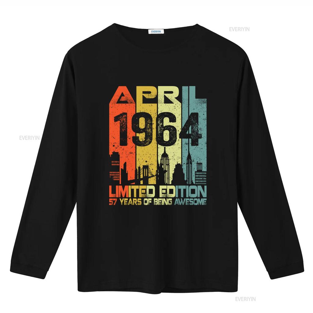 Vintage April 1964 57 Years Of Being Awesome Limited Edition T Shirt vintage Washed Stretched graphic homme Casual Comfortable