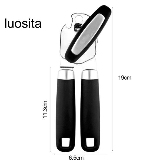 Abrelatas, abridor de cerveza de acero inoxidable liso, perilla giratoria, agarre antideslizante, abridor de tapa para barra de cocina casera