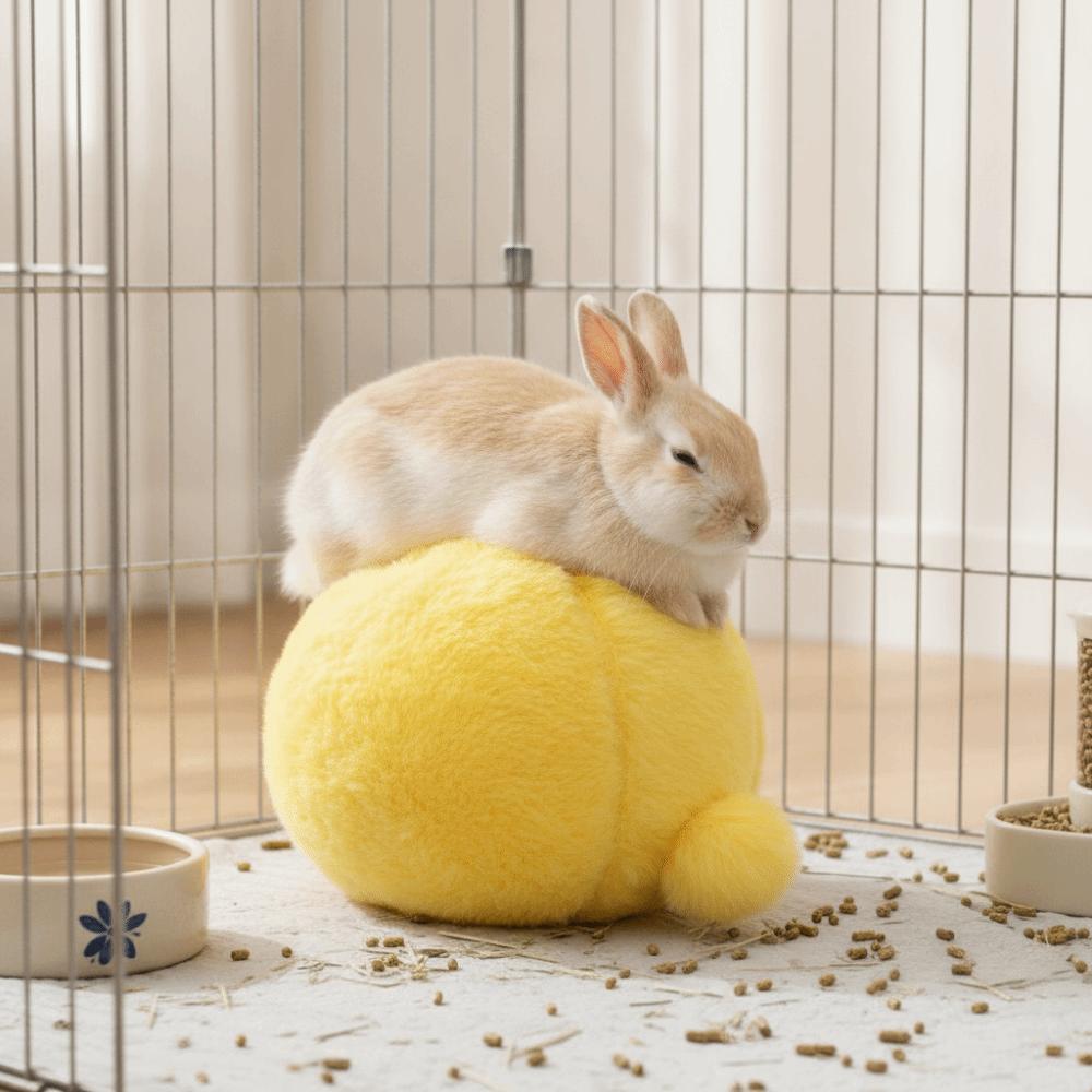 Fluffy Rabbit Calming Ball Simulated Rabbit Buttocks Plush Rabbit Chewing Ball Playing