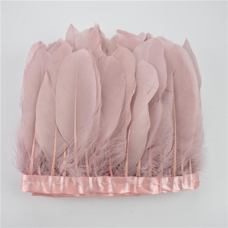 2Meters Leather Pink Ostrich Feather Trims Fluffy Turkey Feather Boas Goose Plumas Fringe Ribbon for Needlework and Handicrafts