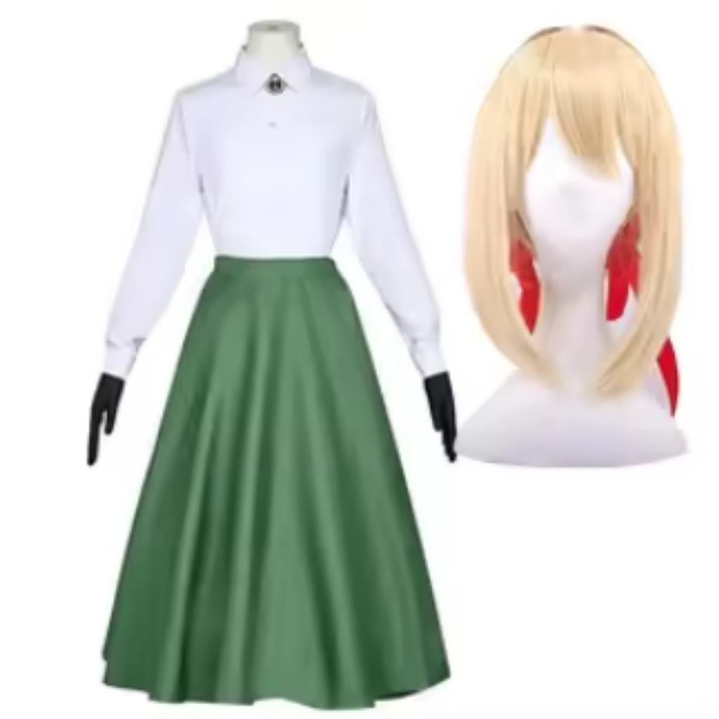 Anime Violet Evergarden Cosplay School Uniform Dress Suits Women Green Outfit Masquerade Performance Costume