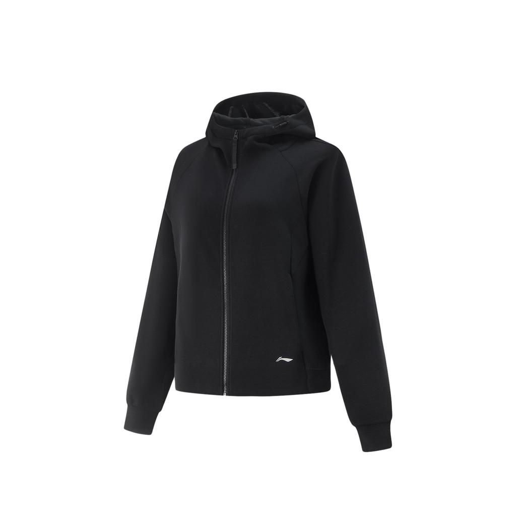 Li Ning Fitness Series Sports Casual Simple Hooded Solid Color Zip-Up Hoodie Women hoodies AWDV512-7