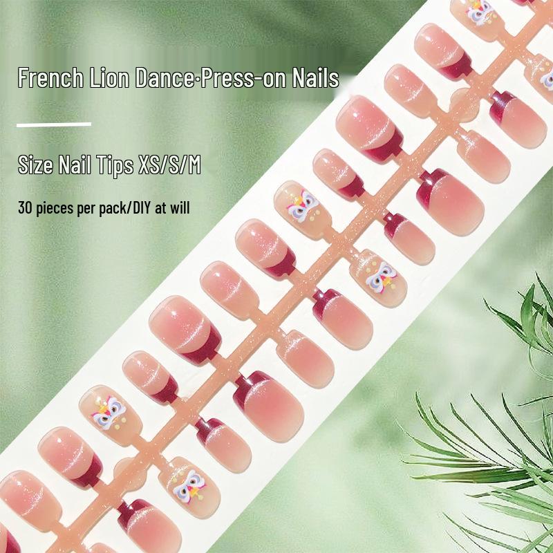 

Fingertip French Cat Eye Press-On Nails - New Year Short Manicure