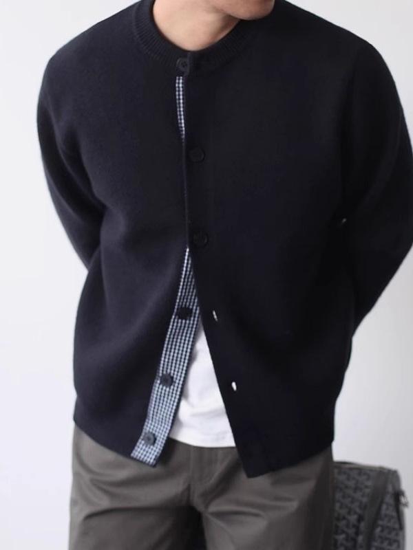 Men's Trendy Patchwork Button Cardigan – Versatile, Comfortable Long Sleeve Knitwear