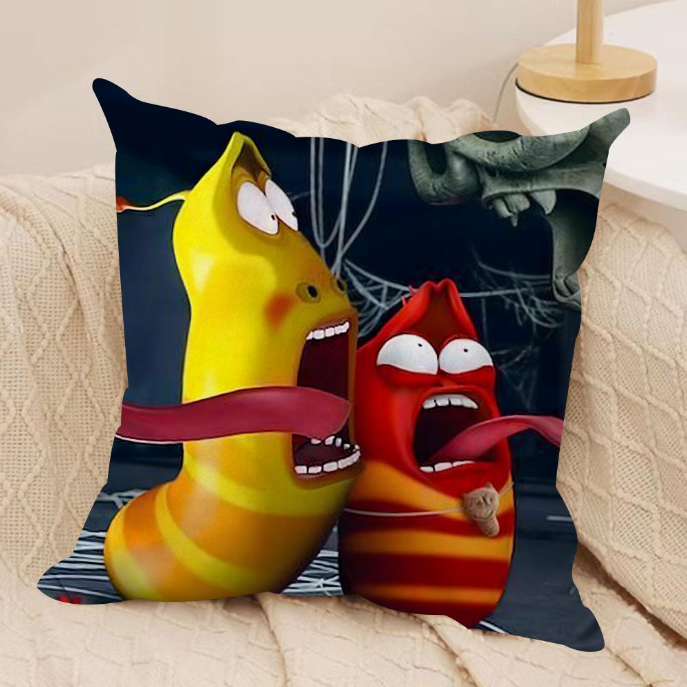 Funny L-Larva Cushion Cover Silky Short Plush Double-Sided Printed Pillow Case for Sofa All Seasons Home Decor Gift